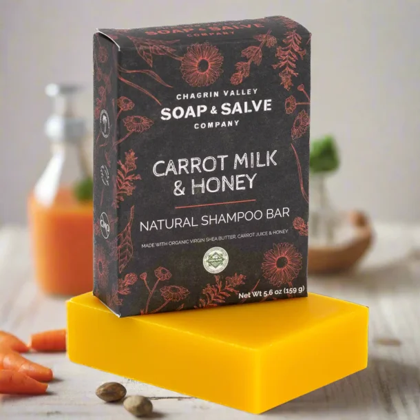 Carrot, Milk &amp; Honey ko shampoo bar - Trt, delagt hr, tr hovedbund, forynger hret, 160g.