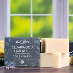 Hunde Shampoo Cedarwood Lavendel sensitiv hud, sund skinnende pels, afskrkker flter og lopper 100g