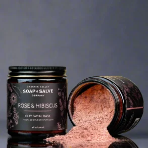Rose & Hibiscus Clay Face Mask: ansigtsmaske til tr, flsom, moden hud, modvirker rynker