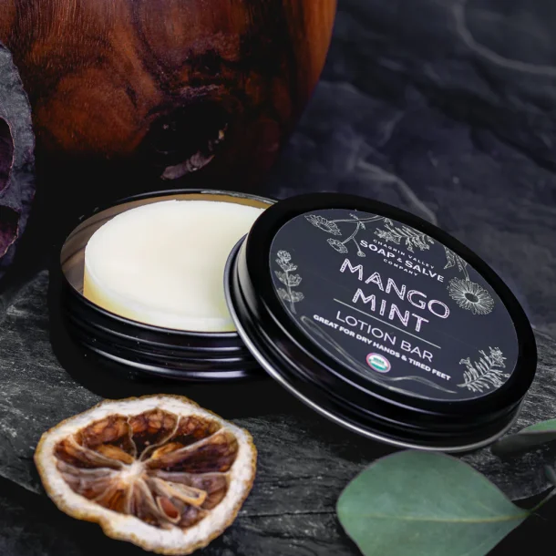 Mango Mint Lotion Bar: mme muskler, tr revnet hud, strkmrker