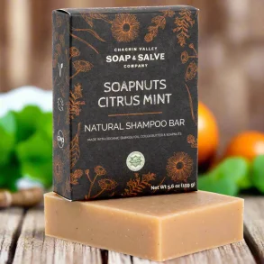 Soapnuts Citrus Mint ko shampoo bar: Alle hrtyper, fylde, glans, anti-hrtab, skl, gr hret tykt