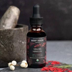 Tamanu Sea Buckthorn organic healing oil: sr, forbrndinger, hudirritation, ar, Rosacea