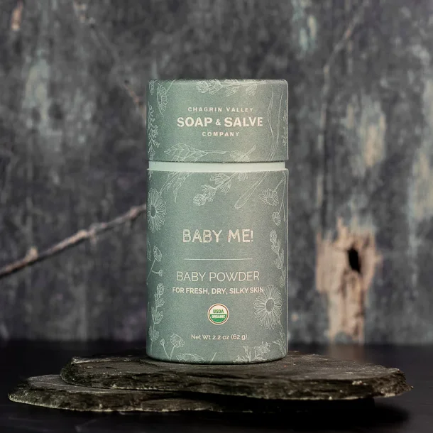 Baby Me! kologisk Baby Pudder, parfumefri, vegansk, glutenfri