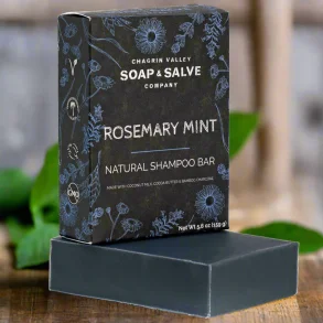 Rosemary Mint Charcoal kologisk shampoo bar: Alle hrtyper, fedtet hr/skl, fjerner urenheder 160g
