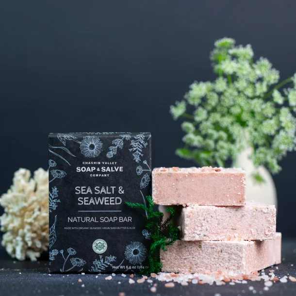 Sea Salt &amp; Seaweed Spa kologisk salt sbe: dde hudceller, akne, krops- og ansigtsskrubbe 160 g. 