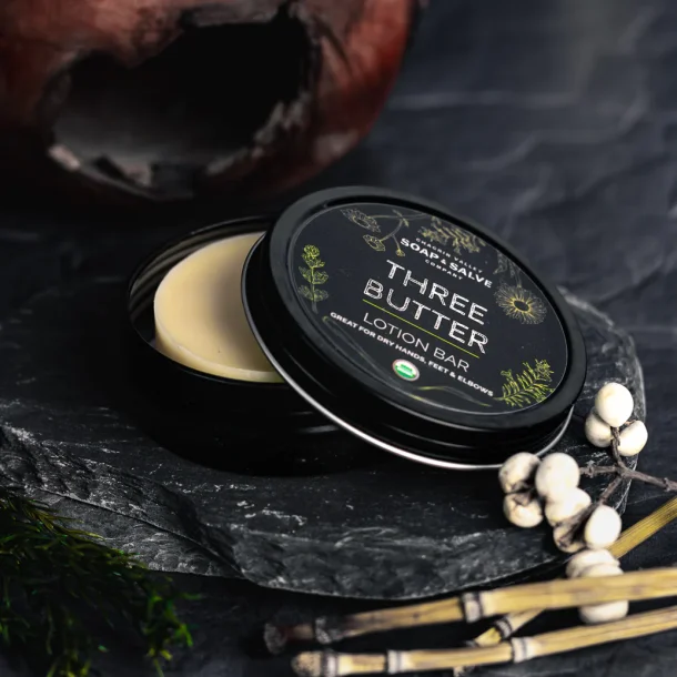 Three Butter Lotion Bar: hyppig hndvask, irriteret tr revnet hud, strkmrker, uden duft          