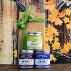 Organic bath Salt Sampler: gaveske med 3 kologiske badesalte