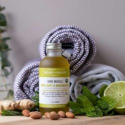 Juniper Mint bad, krop og massageolie: beroliger mme muskler/led