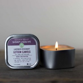Lavender Rosemary Lotion Candle: spa-lys kropsbalsam massageolie i n, lindrende