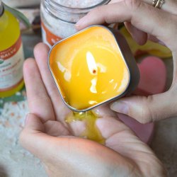 Lavender Rosemary Lotion Candle: spa-lys kropsbalsam massageolie i n, lindrende